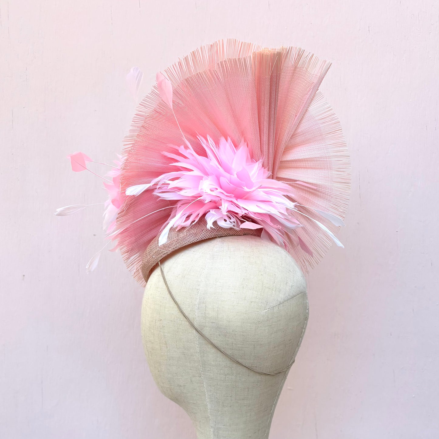 Pink Straw Fascinator