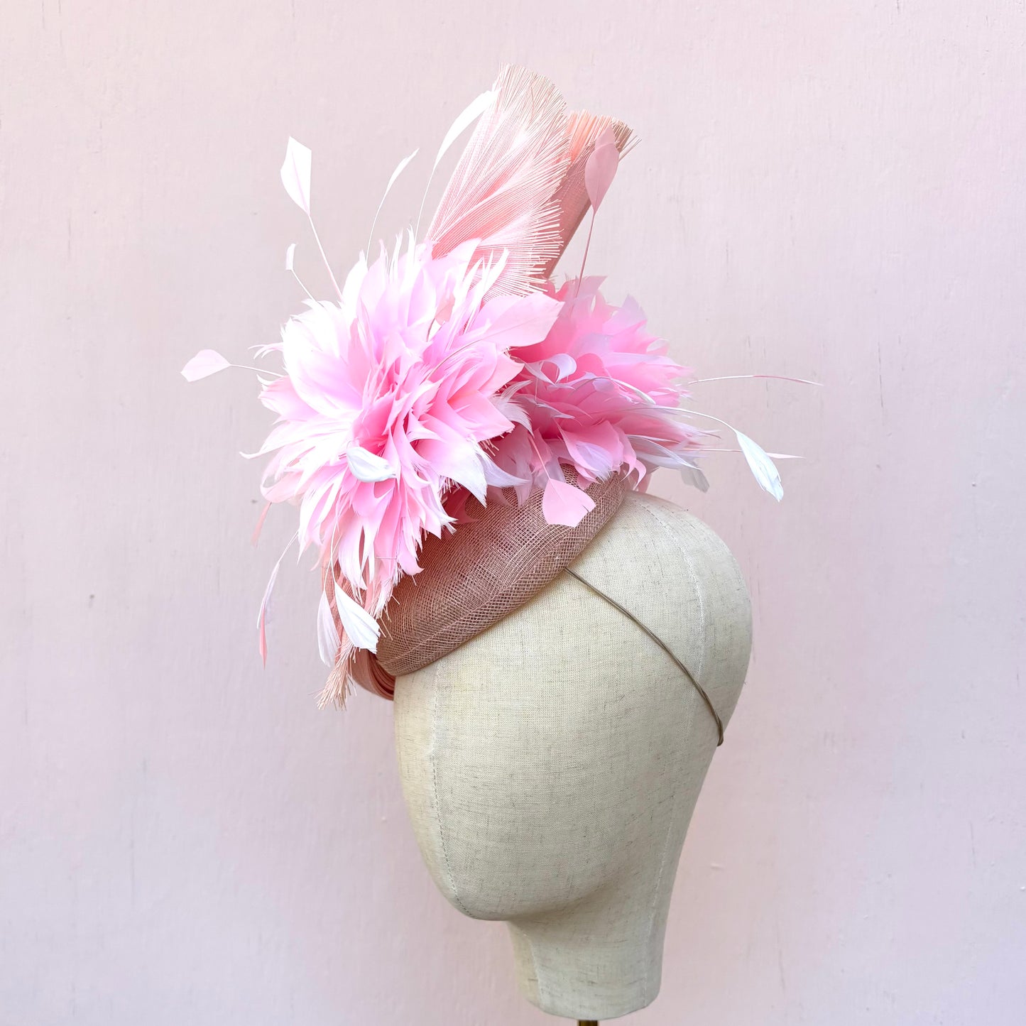 Pink Straw Fascinator