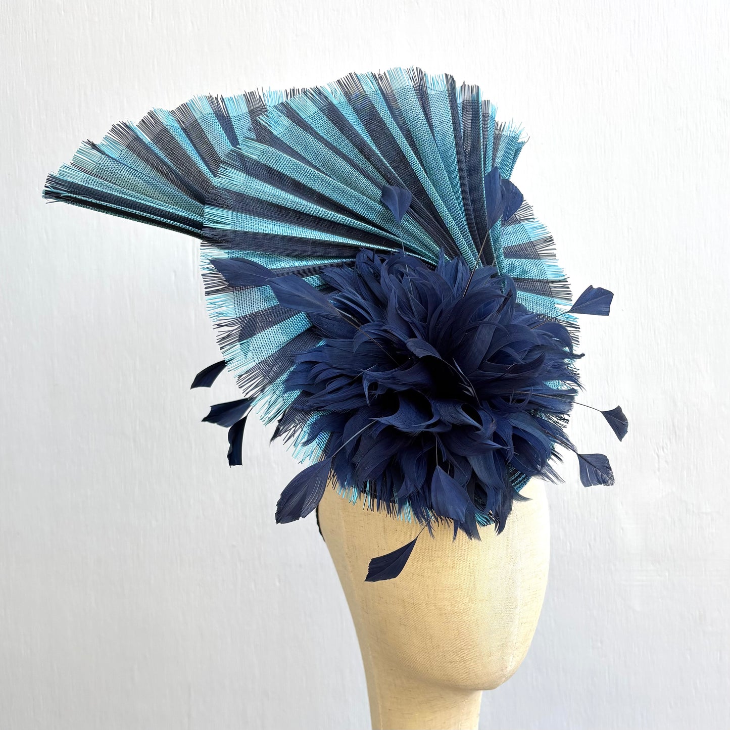 Navy Straw Fascinator