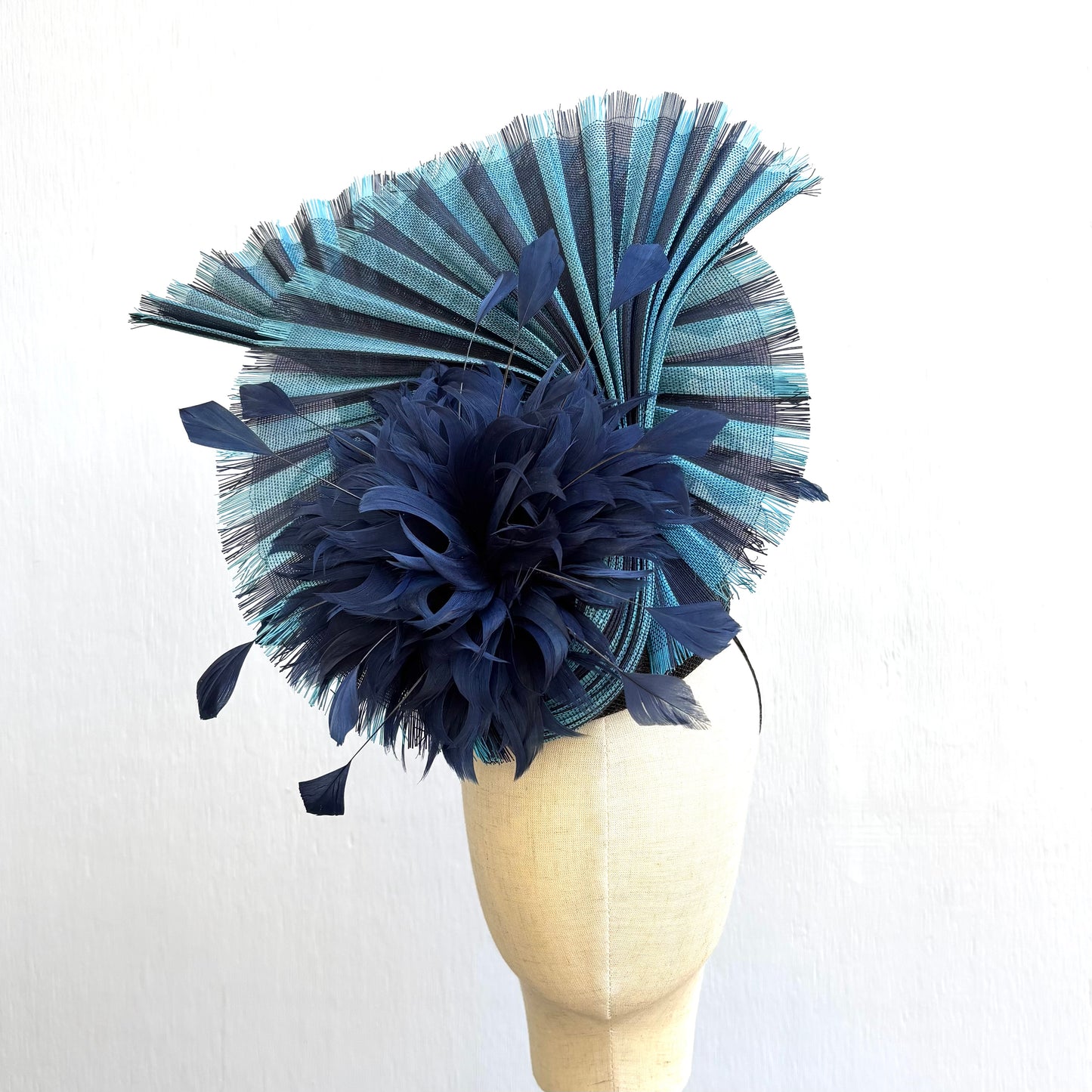 Navy Straw Fascinator