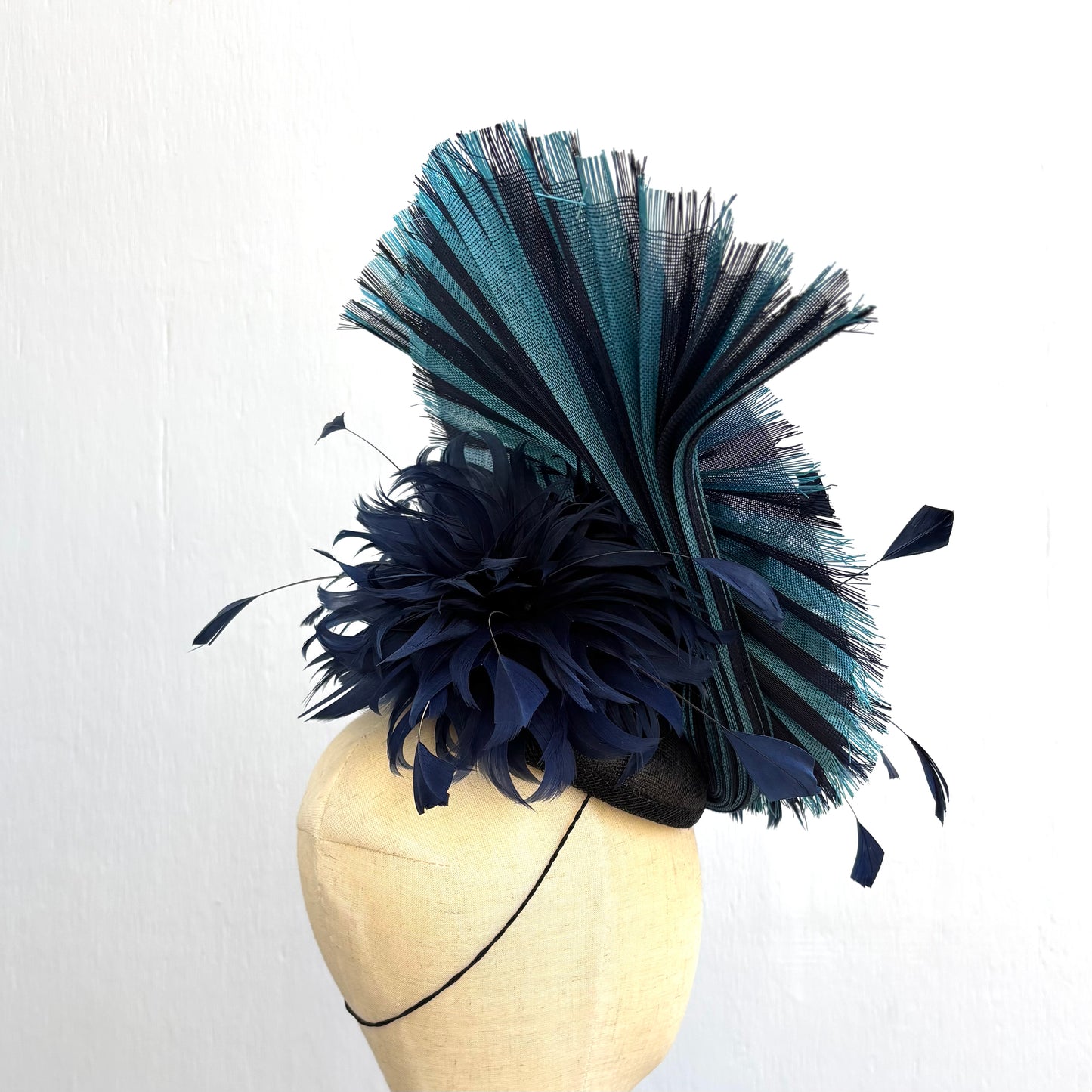 Navy Straw Fascinator