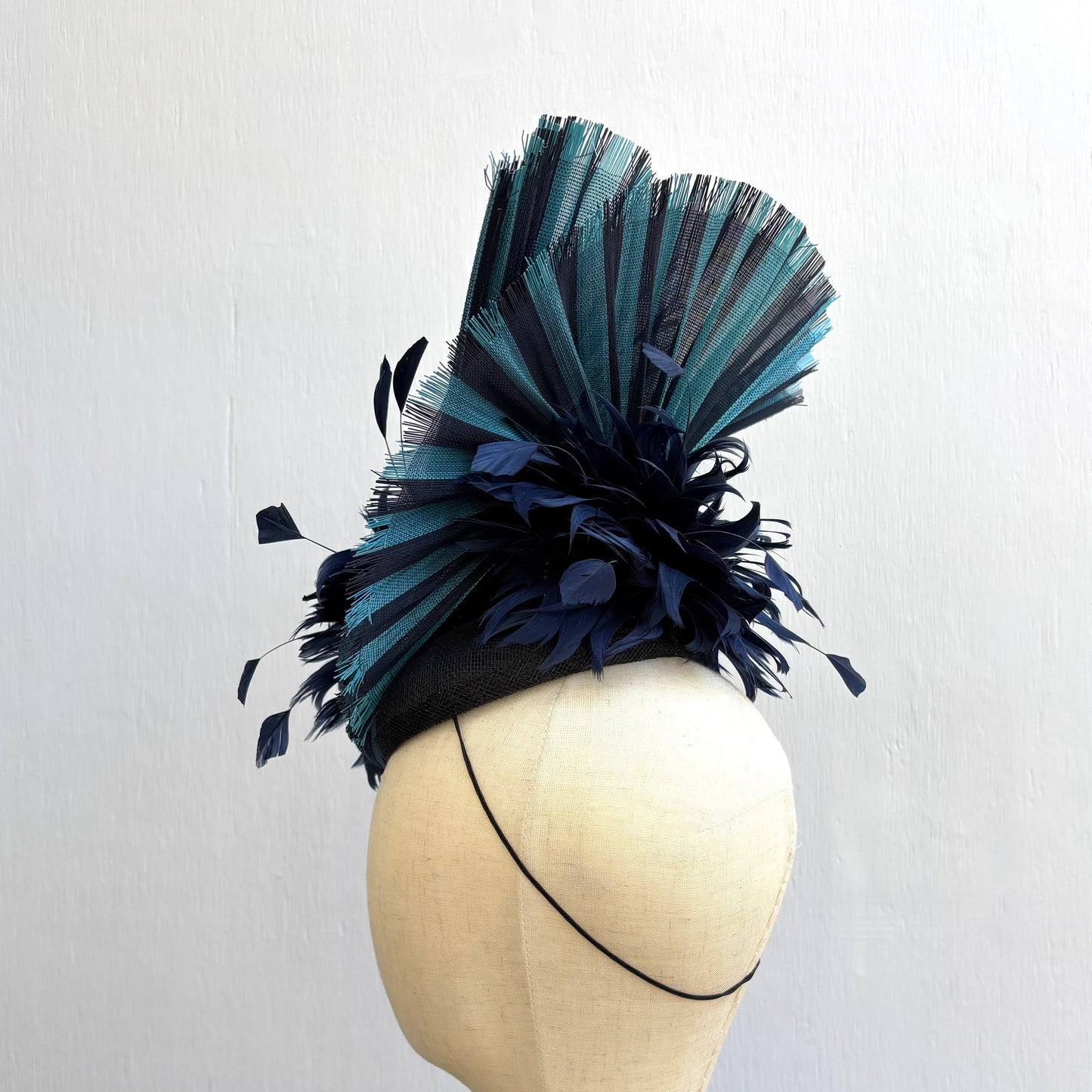 Navy Straw Fascinator