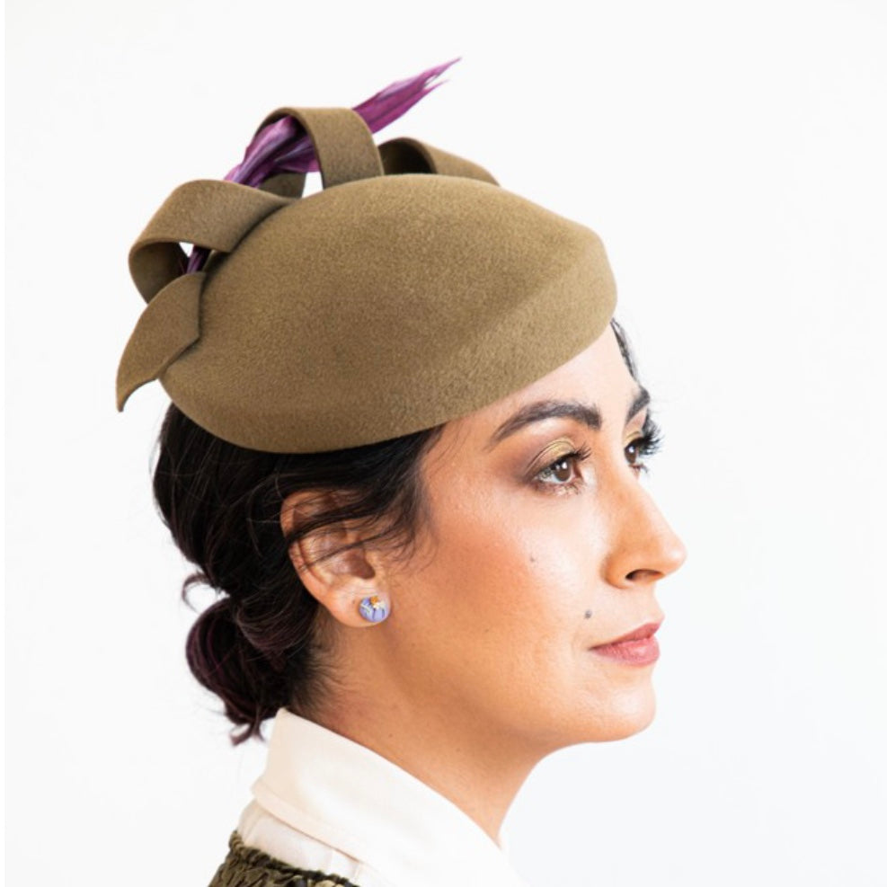 Khaki Beret Fascinator