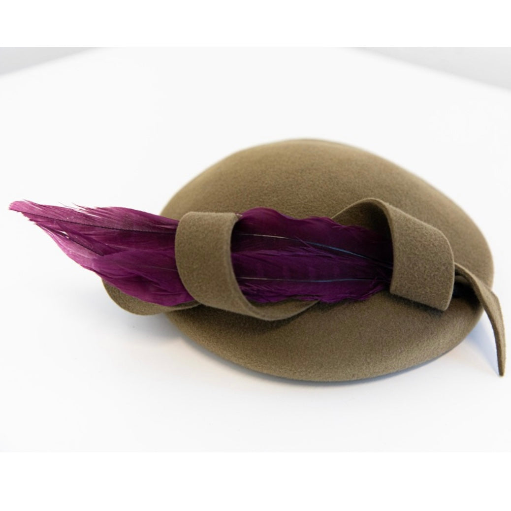 Khaki Beret Fascinator