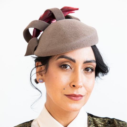 Taupe Beret Fascinator