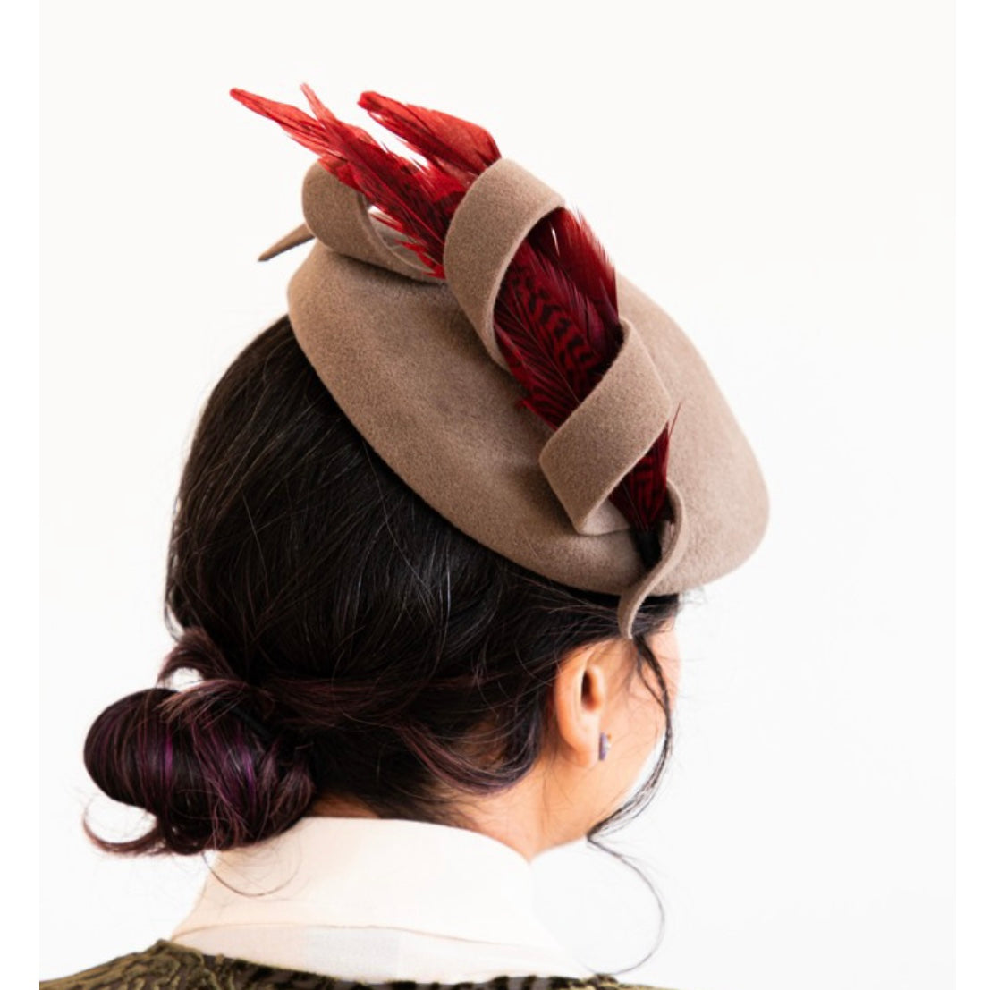 Taupe Beret Fascinator